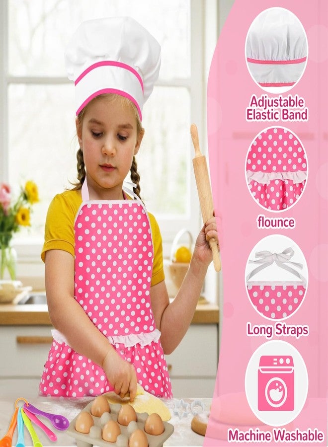 MEIDAYAI Kids Cooking Baking Set , Kids Kitchen Pretend Play Toys, Children Chef Role Play Costume Set - Chef Hat and Matching Pink Apron, Birthday Xmas Gifts for 3-8 Year Old Girls Toys - Image 5